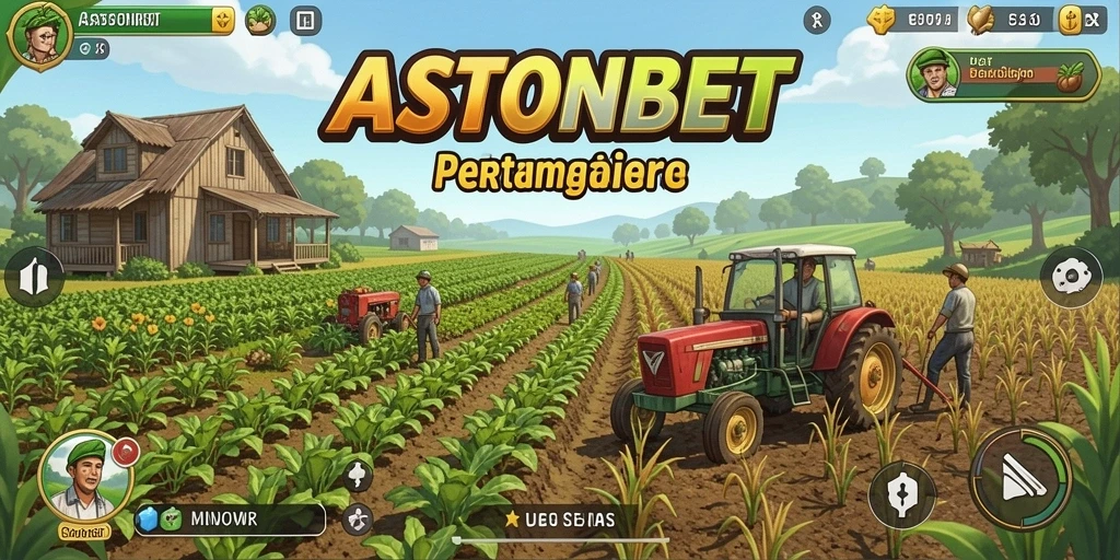 Screenshot utama ASTONBET memperlihatkan gameplay seru dalam bertani.