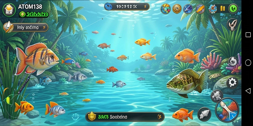 Screenshot ATOM138 menampilkan gameplay memancing yang seru dan menantang.