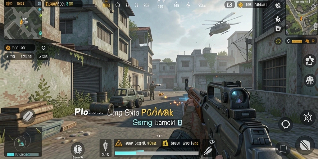 Screenshot gameplay CANVA168 yang menggambarkan pertempuran FPS yang intens.
