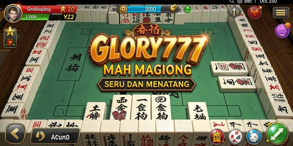 Screenshot permainan GLORY777 yang menunjukkan momen seru bermain Mahjong.