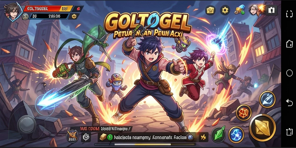 Screenshot GOLTOGEL menampilkan aksi karakter Anime yang seru.
