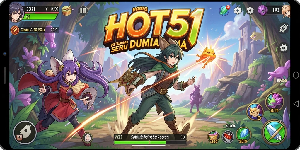 Screenshot gameplay HOT51 dengan karakter anime yang menarik.