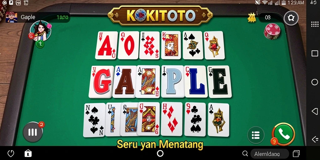 Tampilan gameplay KOKITOTO yang seru dalam permainan Gaple.