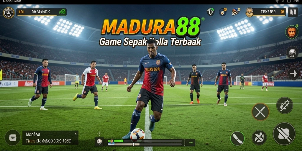 Tampilan gameplay seru dalam MADURA88 dengan aksi sepak bola yang mendebarkan.