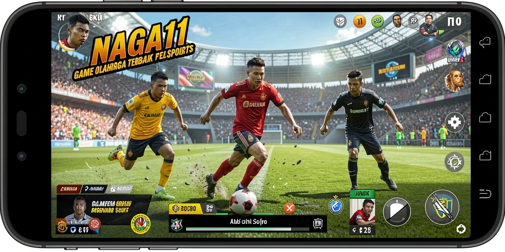 Screenshot gameplay NAGA11 menampilkan pertandingan olahraga seru dengan grafis yang menawan.