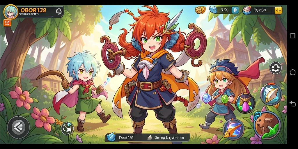Tangkapan layar OBOR138 menunjukkan pertarungan epik antara karakter anime.