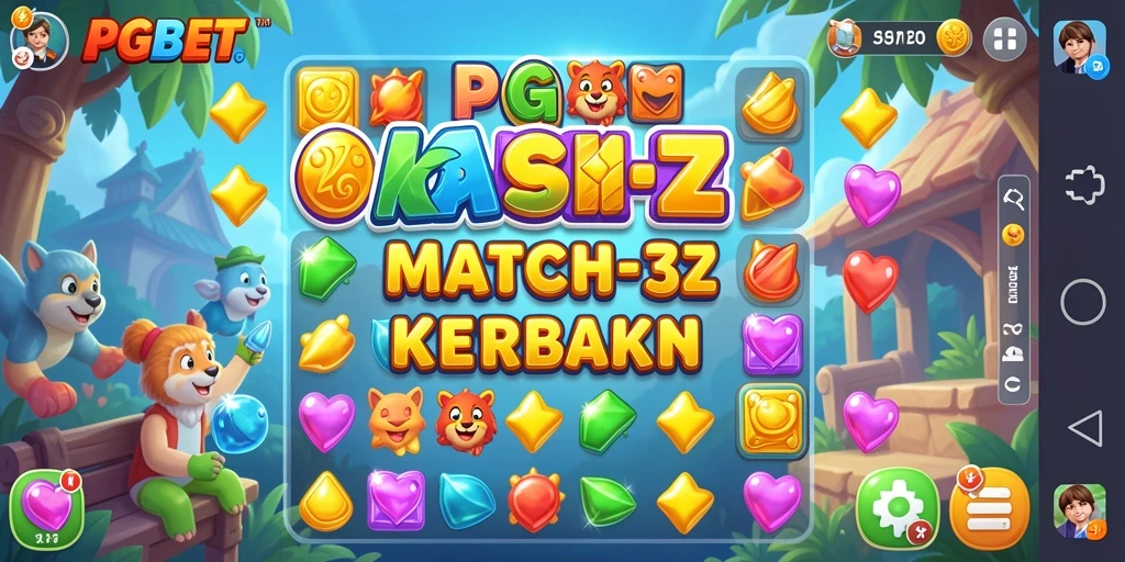 Tampilan gameplay seru PGBET yang penuh warna dalam aksi Match-3.