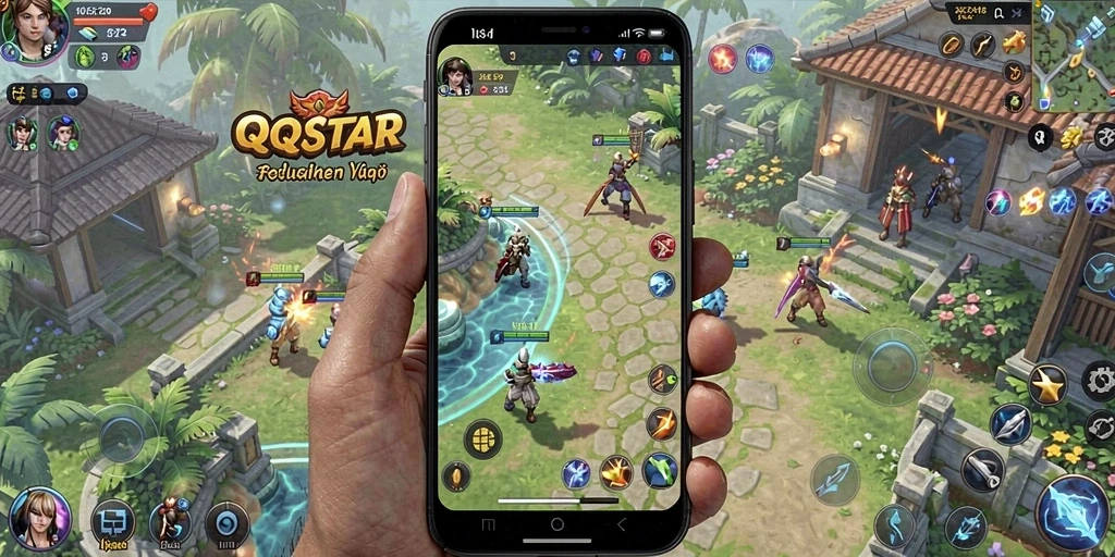 Screenshot QQSTAR menampilkan antarmuka pengguna yang ramah dan beragam fitur utilitas.