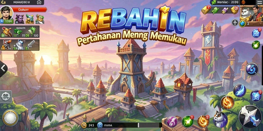 Tampilan gameplay menara pertahanan yang menegangkan dan mendebarkan.