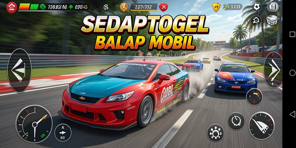 Tangkapan layar menunjukkan aksi balap seru di SEDAPTOGEL.