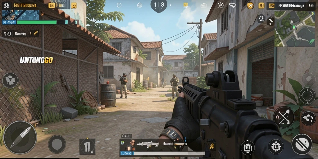Gameplay seru UNTUNGGO dengan berbagai aksi tembak-menembak.