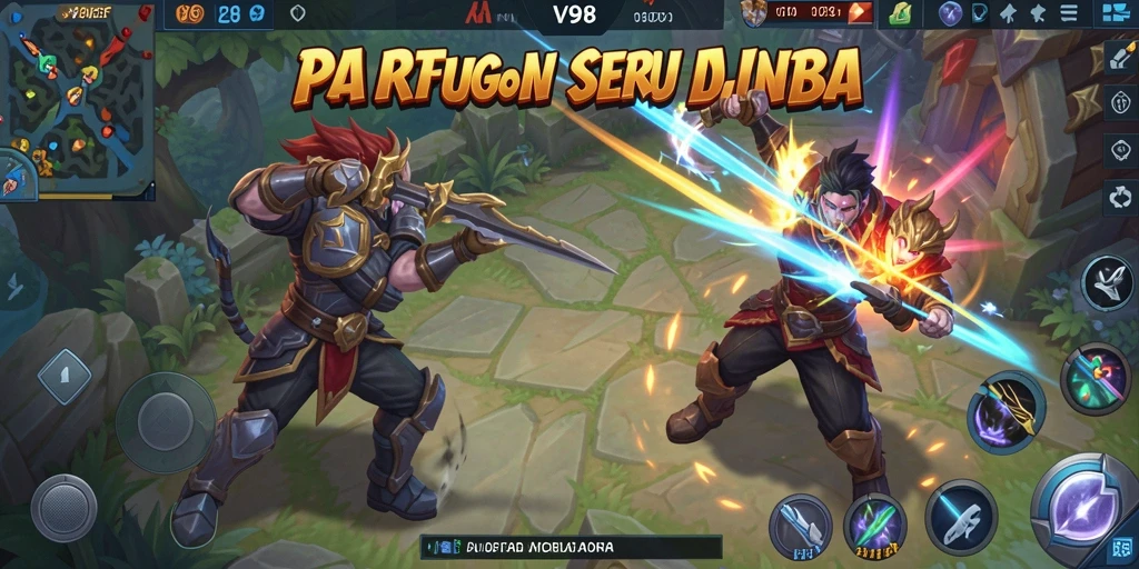 Tampilan screenshot game V98 yang menampilkan aksi pertempuran intensif.