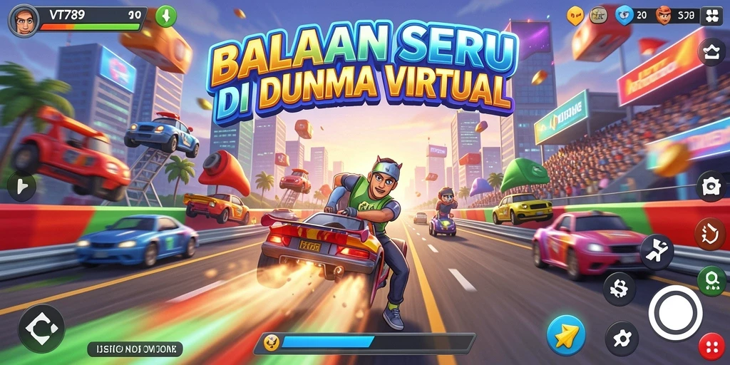 Tampilan gameplay mendebarkan dalam VT789 dengan berbagai lintasan balap.